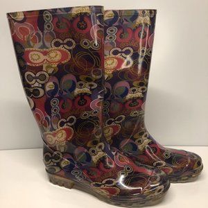 Coach Poppy Rain Boots Size 8